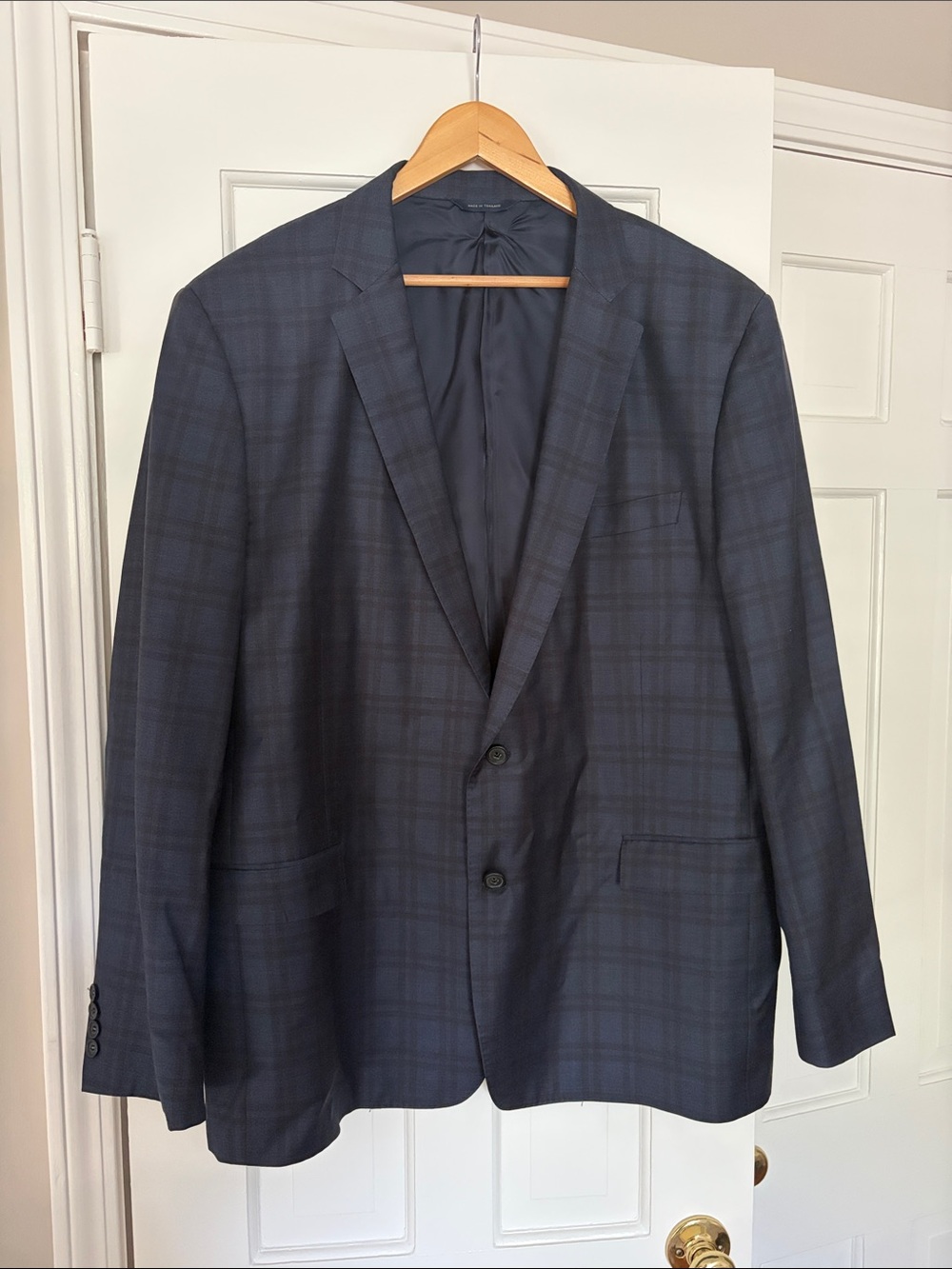 Brooks Brothers 50L Navy Plaid Sport Coat 100% wool